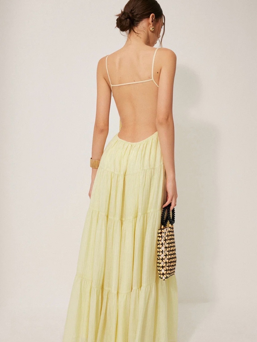 Pleated Backless Tiered Cami Dress - Picture 2 of 9